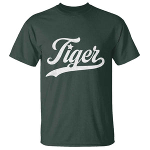 Retro Script Tigers T Shirt Vintage Team Name TS10 Dark Forest Green Print Your Wear