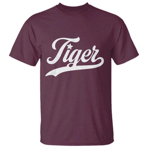 Retro Script Tigers T Shirt Vintage Team Name TS10 Maroon Print Your Wear