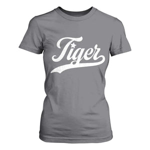 Retro Script Tiger T Shirt For Women Vintage Sports Team Name TS10 Charcoal Print Your Wear