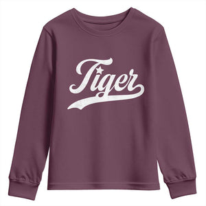 Retro Script Tiger Youth Sweatshirt Vintage Sports Team Name TS10 Maroon Print Your Wear