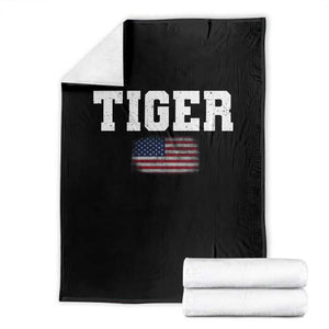 Classic Tiger Throw Blanket Retro Varsity Vintage Sports Team Name USA Flag TS10 Black Print Your Wear