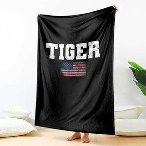 Classic Tiger Throw Blanket Retro Varsity Vintage Sports Team Name USA Flag TS10 Print Your Wear