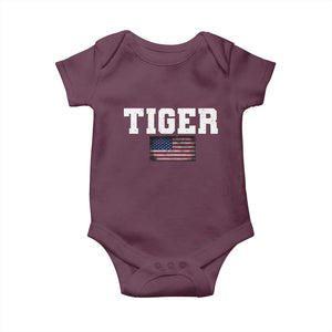 Classic Tigers Baby Onesie Retro Varsity Vintage Team Name USA Flag TS10 Maroon Print Your Wear