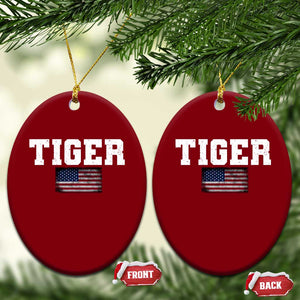 Classic Tiger Ceramic Ornament Retro Varsity Vintage Sports Team Name USA Flag TS10 Print Your Wear