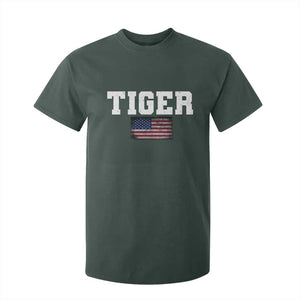 Classic Tiger T Shirt For Kid Retro Varsity Vintage Sports Team Name USA Flag TS10 Dark Forest Green Print Your Wear