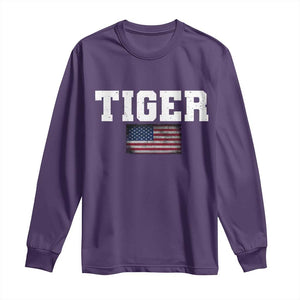 Classic Tiger Long Sleeve Shirt Retro Varsity Vintage Sports Team Name USA Flag TS10 Purple Print Your Wear