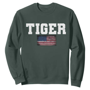 Classic Tigers Sweatshirt Retro Varsity Vintage Team Name USA Flag TS10 Dark Forest Green Print Your Wear