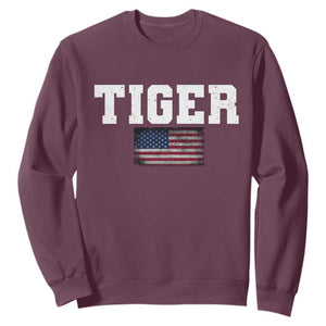Classic Tigers Sweatshirt Retro Varsity Vintage Team Name USA Flag TS10 Maroon Print Your Wear