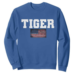 Classic Tigers Sweatshirt Retro Varsity Vintage Team Name USA Flag TS10 Royal Blue Print Your Wear