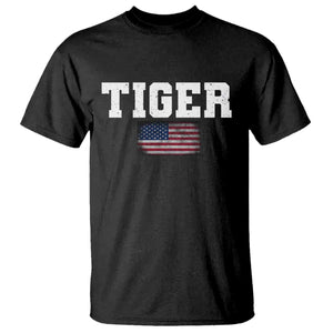 Classic Tiger T Shirt Retro Varsity Vintage Sports Team Name USA Flag TS10 Black Print Your Wear