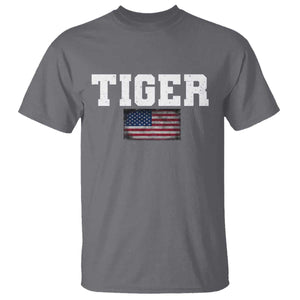 Classic Tiger T Shirt Retro Varsity Vintage Sports Team Name USA Flag TS10 Charcoal Print Your Wear