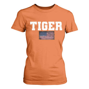 Classic Tigers T Shirt For Women Retro Varsity Vintage Team Name USA Flag TS10 Orange Print Your Wear