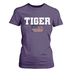 Classic Tiger T Shirt For Women Retro Varsity Vintage Sports Team Name USA Flag TS10 Purple Print Your Wear