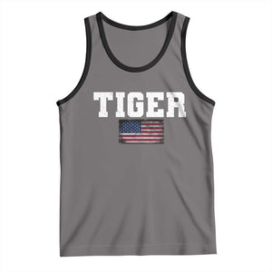 Classic Tiger Tank Top Retro Varsity Vintage Sports Team Name USA Flag TS10 Deep Heather Black Print Your Wear