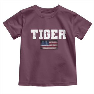 Classic Tiger Toddler T Shirt Retro Varsity Vintage Sports Team Name USA Flag TS10 Maroon Print Your Wear