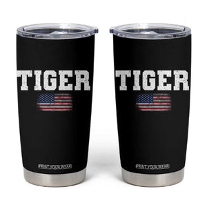 Classic Tiger Tumbler Cup Retro Varsity Vintage Sports Team Name USA Flag TS10 Black Print Your Wear