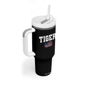 Classic Tiger Tumbler With Handle Retro Varsity Vintage Sports Team Name USA Flag TS10 Print Your Wear