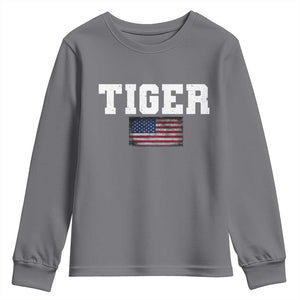Classic Tiger Youth Sweatshirt Retro Varsity Vintage Sports Team Name USA Flag TS10 Charcoal Print Your Wear