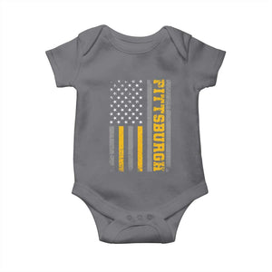 Pittsburgh Baby Onesie Retro Vintage USA Flag Patriotic American TS10 Charcoal Print Your Wear