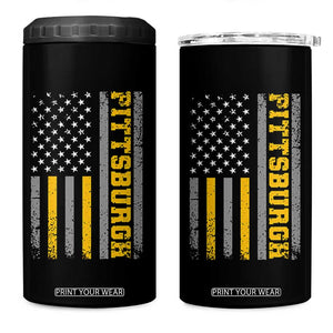 Pittsburgh 4 in 1 Can Cooler Tumbler Retro Vintage USA Flag Patriotic American TS10 One Size: 16 oz Black Print Your Wear