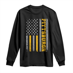 Pittsburgh Long Sleeve Shirt Retro Vintage USA Flag Patriotic American TS10 Black Print Your Wear