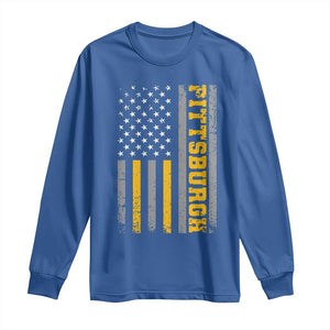Pittsburgh Long Sleeve Shirt Retro Vintage USA Flag Patriotic American TS10 Royal Blue Print Your Wear