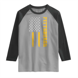 Pittsburgh Raglan Shirt Retro Vintage USA Flag Patriotic American TS10 Sport Gray Black Print Your Wear