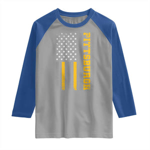 Pittsburgh Raglan Shirt Retro Vintage USA Flag Patriotic American TS10 Sport Gray Royal Print Your Wear