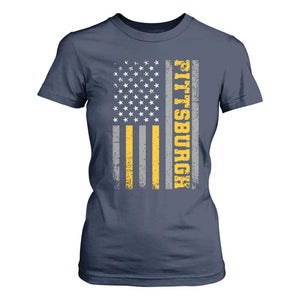 Pittsburgh T Shirt For Women Retro Vintage USA Flag Patriotic American TS10 Navy Print Your Wear