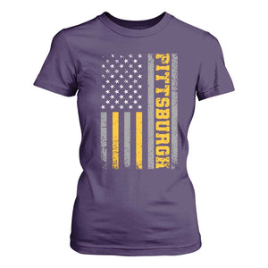 Pittsburgh T Shirt For Women Retro Vintage USA Flag Patriotic American TS10 Purple Print Your Wear