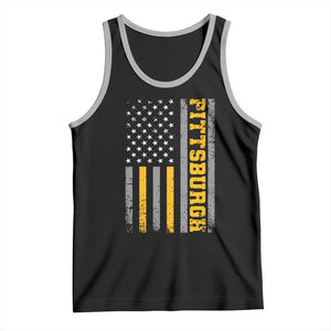 Pittsburgh Tank Top Retro Vintage USA Flag Patriotic American TS10 Black Athletic Heather Print Your Wear