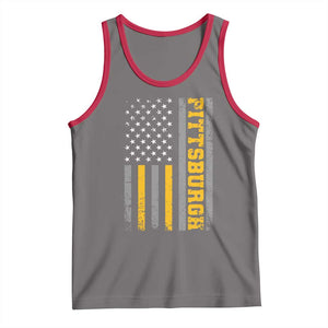 Pittsburgh Tank Top Retro Vintage USA Flag Patriotic American TS10 Deep Heather Red Print Your Wear
