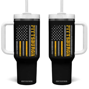 Pittsburgh Tumbler With Handle Retro Vintage USA Flag Patriotic American TS10 One Size: 40 oz Black Print Your Wear