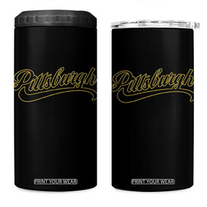 Pittsburgh 4 in 1 Can Cooler Tumbler Classic Retro Vintage Pennsylvania PA TS10 One Size: 16 oz Black Print Your Wear