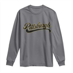 Pittsburgh Long Sleeve Shirt Classic Retro Vintage Pennsylvania PA TS10 Charcoal Print Your Wear