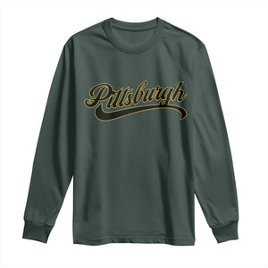 Pittsburgh Long Sleeve Shirt Classic Retro Vintage Pennsylvania PA TS10 Dark Forest Green Print Your Wear