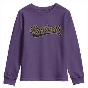 Pittsburgh Youth Sweatshirt Classic Retro Vintage Pennsylvania PA TS10 Purple Print Your Wear