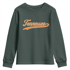 Vintage Tennessee Youth Sweatshirt Classic TN Orange Print Retro Vintage TS10 Dark Forest Green Print Your Wear