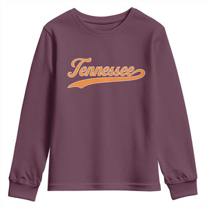 Vintage Tennessee Youth Sweatshirt Classic TN Orange Print Retro Vintage TS10 Maroon Print Your Wear