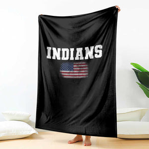 Classic Indians Throw Blanket Retro Varsity Vintage Sports Team Name USA Flag TS10 Print Your Wear