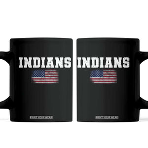 Classic Indians Coffee Mug Retro Varsity Vintage Sports Team Name USA Flag TS10 Black Print Your Wear