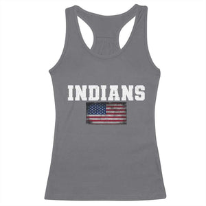 Classic Indians Racerback Tank Top Retro Varsity Vintage Team Name USA Flag TS10 Charcoal Print Your Wear