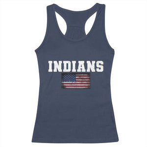 Classic Indians Racerback Tank Top Retro Varsity Vintage Team Name USA Flag TS10 Navy Print Your Wear