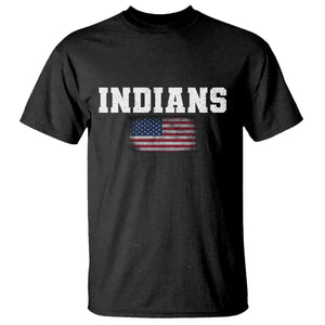 Classic Indians T Shirt Retro Varsity Vintage Team Name USA Flag TS10 Black Print Your Wear