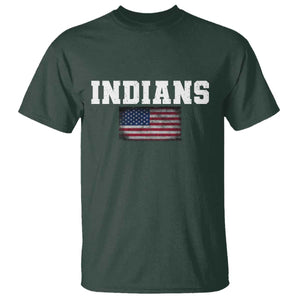 Classic Indians T Shirt Retro Varsity Vintage Sports Team Name USA Flag TS10 Dark Forest Green Print Your Wear