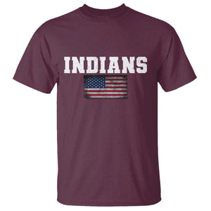 Classic Indians T Shirt Retro Varsity Vintage Sports Team Name USA Flag TS10 Maroon Print Your Wear