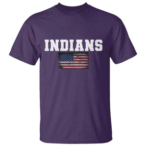 Classic Indians T Shirt Retro Varsity Vintage Sports Team Name USA Flag TS10 Purple Print Your Wear