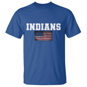 Classic Indians T Shirt Retro Varsity Vintage Sports Team Name USA Flag TS10 Royal Blue Print Your Wear