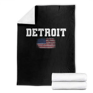 Classic Detroit Throw Blanket Retro Varsity Vintage Sports Team Name USA Flag TS10 Black Print Your Wear