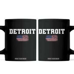 Classic Detroit Coffee Mug Retro Varsity Vintage Sports Team Name USA Flag TS10 Black Print Your Wear